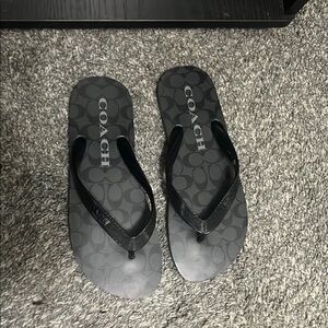 Coach Monogram Black Flip Flops